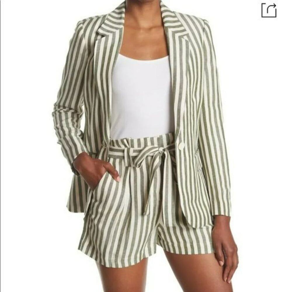 L'agence Striped Blazer‎ Linen Blend Size 2 Luxury Designer